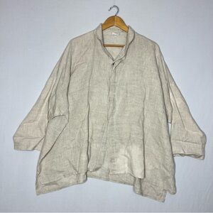 Planet By Lauren G Linen Tan Boxy Oversized Top Women's Lagenlook Khaki Flaws